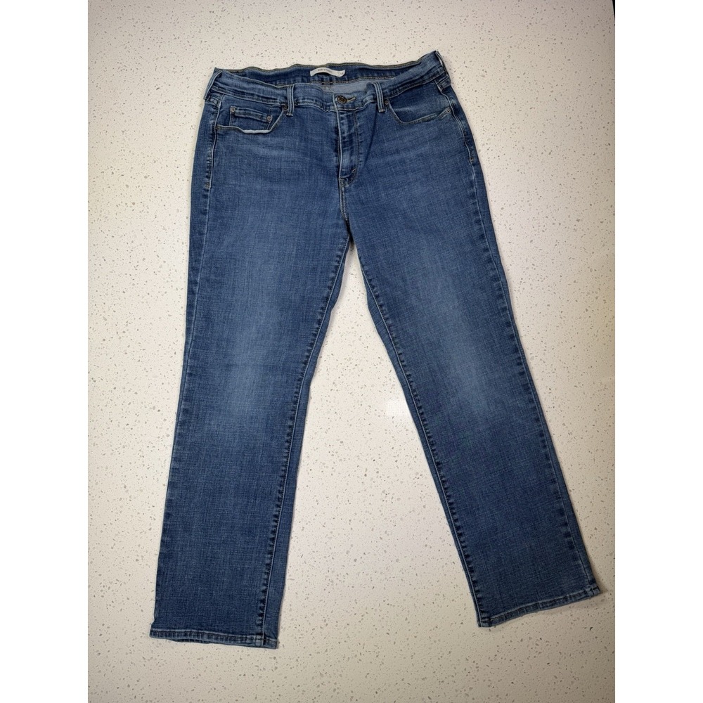 Levi's Straight 505 Blue Denim Jeans Regular Medium Wash Classic Women 14